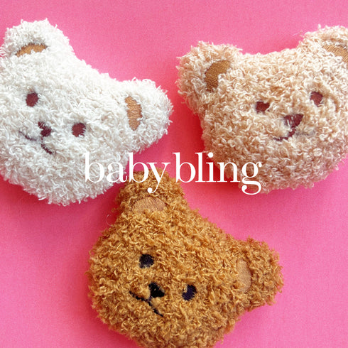 2pk-novelty-clips-teddy-oak Baby Bling Bows clips headbands - Sophia's Style-